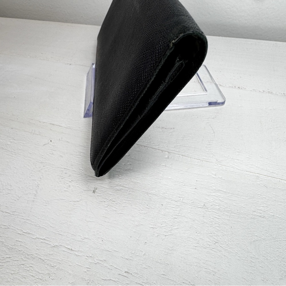 Burberry Black Leather Long Wallet Nova Check Interior Bifold Continental - Picture 2 of 8